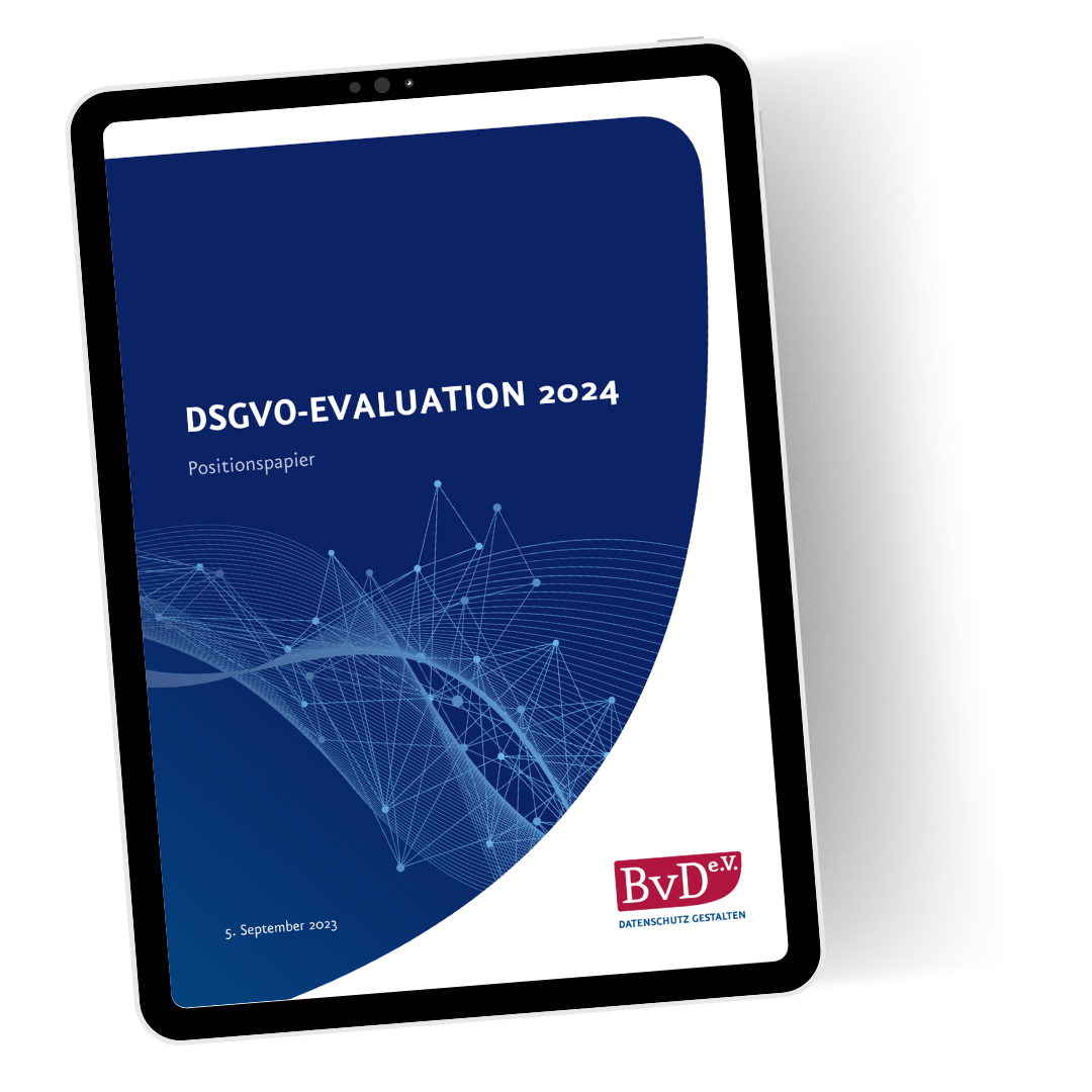 DSGVO-Evaluation 2024 – BvD Positionspapier MockUp-Bild für den PDF-Download